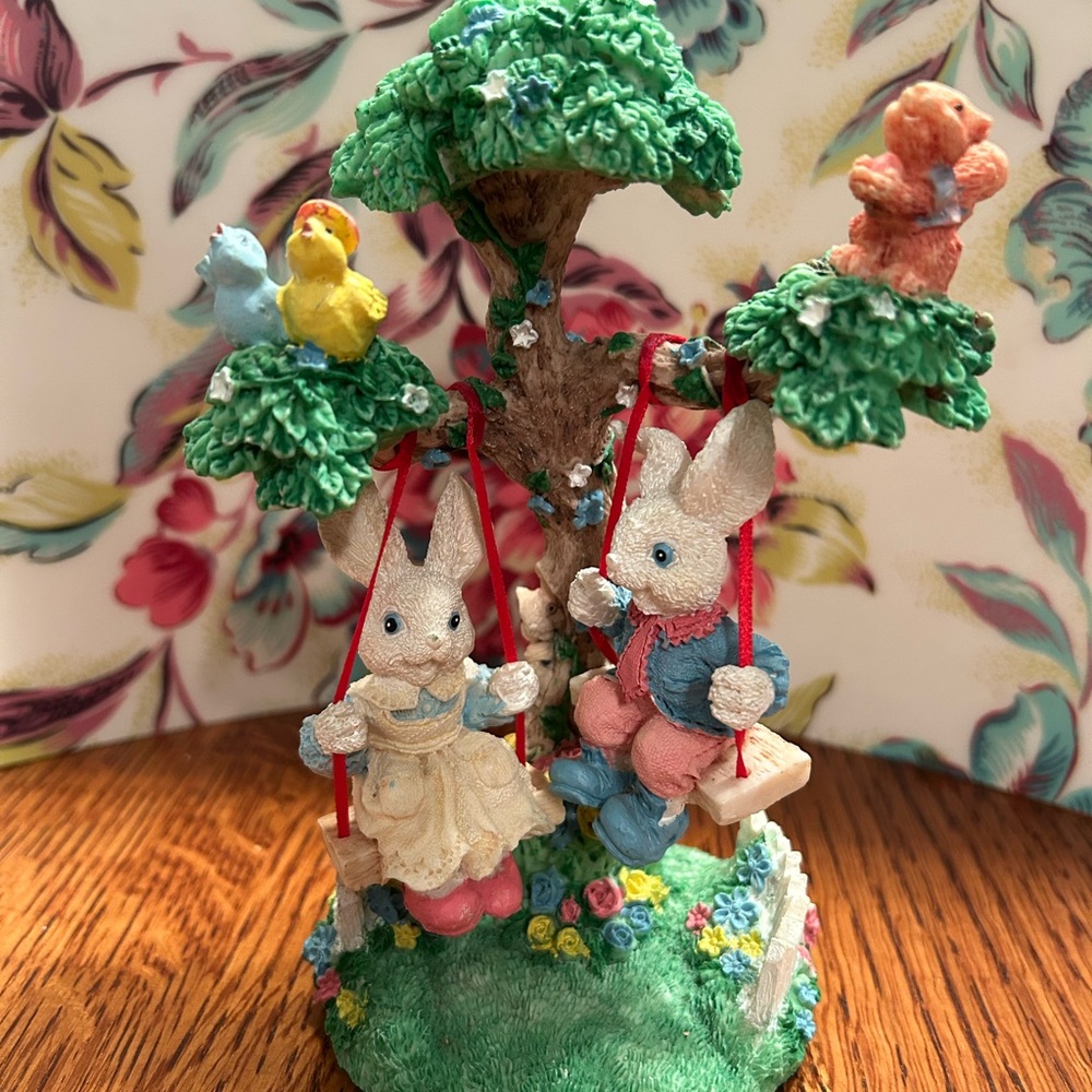 Charming Jaimy Easter Bunny Tree Figurine with Swings